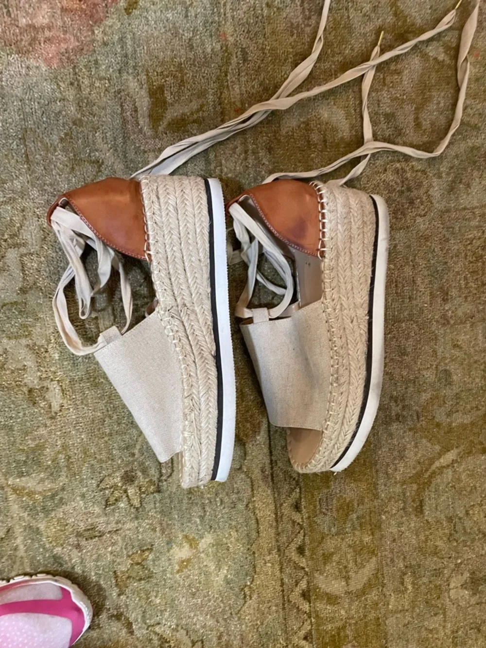 Women’s Beige Espadrille Lace-Up Sandals